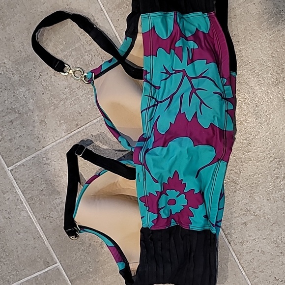 44DD Cacique Teal and Purple Bikini Top - Picture 3 of 6